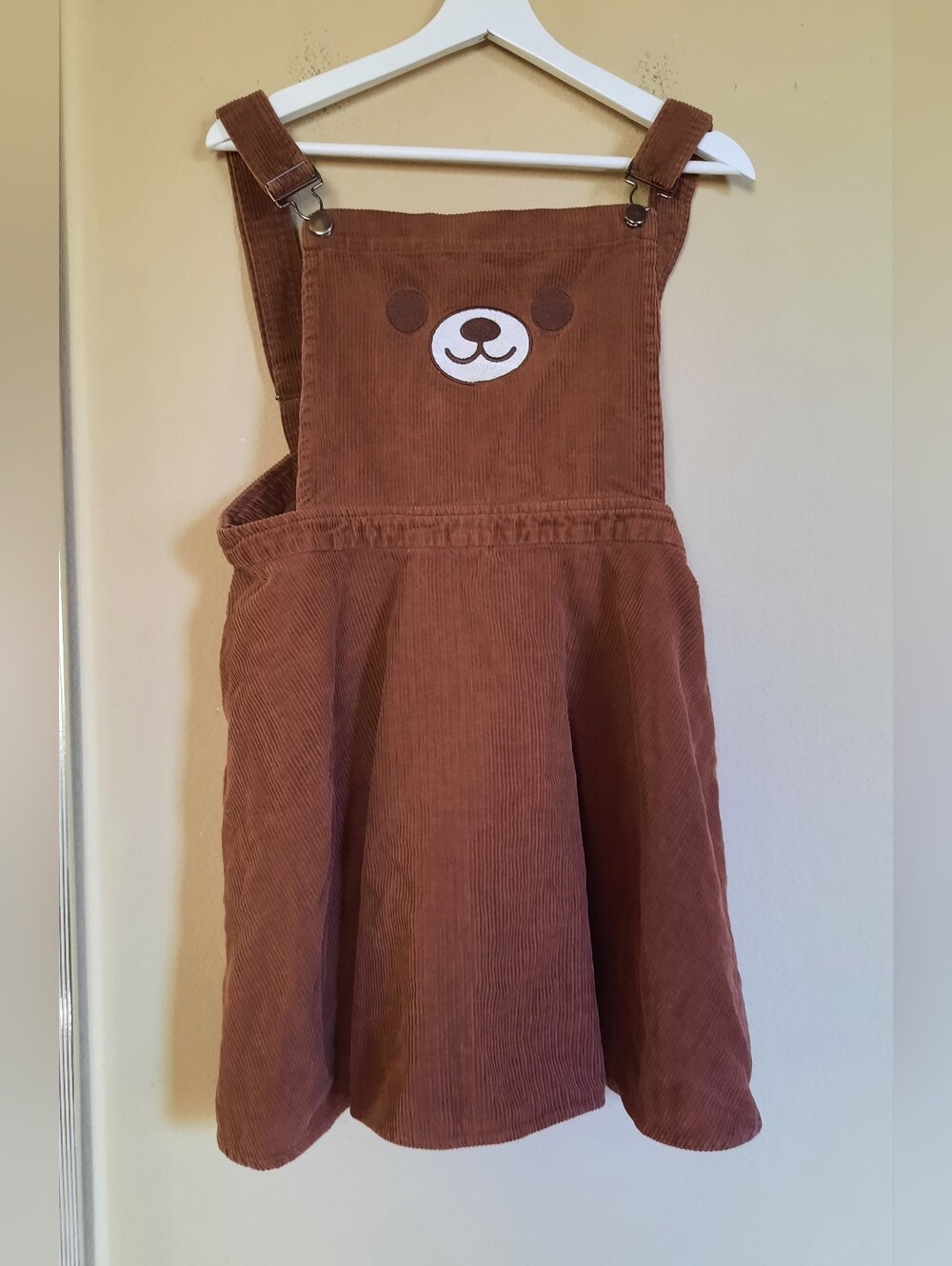 Hot Topic Brown Corduroy Bear Overall Dress